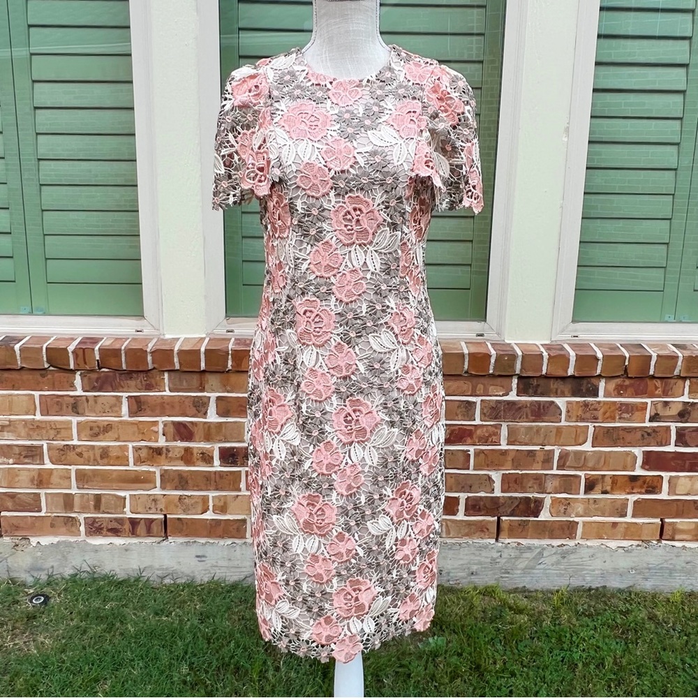 Calvin Klein Floral Embroidered Lace Sheath Dress